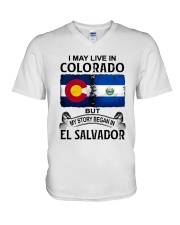 LIVE IN COLORDAO BEGAN IN EL SALVADOR V-Neck T-Shirt tile