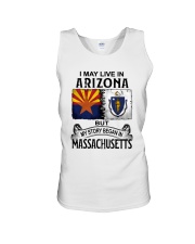 LIVE IN ARIZONA BEGAN IN MASSACHUSETTS Unisex Tank tile