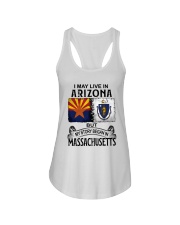 LIVE IN ARIZONA BEGAN IN MASSACHUSETTS Ladies Flowy Tank tile