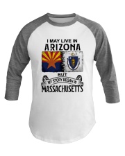 LIVE IN ARIZONA BEGAN IN MASSACHUSETTS Baseball Tee tile