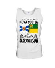LIVE IN NOVA SCOTIA BEGAN IN SASKATCHEWAN ROOT Unisex Tank thumbnail