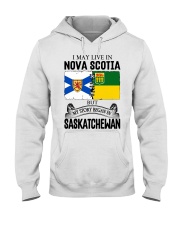 LIVE IN NOVA SCOTIA BEGAN IN SASKATCHEWAN ROOT Hooded Sweatshirt thumbnail