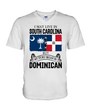 LIVE IN SC BEGAN IN DOMINICAN ROOT WOMEN V-Neck T-Shirt thumbnail