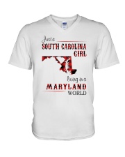 SOUTH CAROLINA GIRL LIVING IN MARYLAND WORLD V-Neck T-Shirt thumbnail