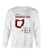 ARKANSAS GIRL LIVING IN OHIO WORLD Crewneck Sweatshirt thumbnail