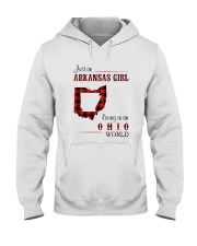 ARKANSAS GIRL LIVING IN OHIO WORLD Hooded Sweatshirt thumbnail