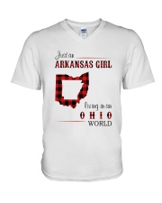 ARKANSAS GIRL LIVING IN OHIO WORLD V-Neck T-Shirt thumbnail