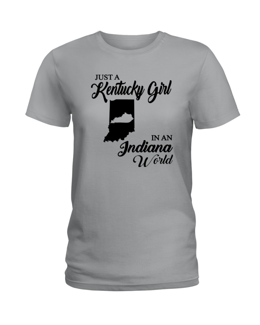 JUST A KENTUCKY GIRL IN AN INDIANA WORLD Ladies T-Shirt