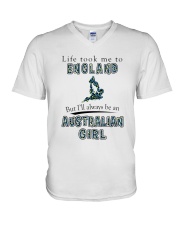 AUSTRALIAN GIRL LIFE TOOK TO ENGLAND V-Neck T-Shirt tile