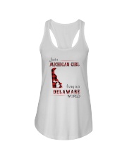 MICHIGAN GIRL LIVING IN DELAWARE WORLD Ladies Flowy Tank thumbnail