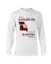 MARYLAND GIRL LIVING IN MISSOURI WORLD Long Sleeve Tee tile