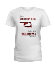 KENTUCKY GIRL LIVING IN OKLAHOMA WORLD Ladies T-Shirt thumbnail