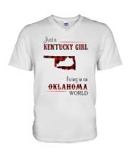 KENTUCKY GIRL LIVING IN OKLAHOMA WORLD V-Neck T-Shirt thumbnail