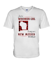 WISCONSIN GIRL LIVING IN NEW MEXICO WORLD V-Neck T-Shirt thumbnail