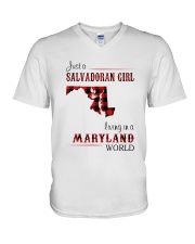 SALVADORAN GIRL LIVING IN MARYLAND WORLD V-Neck T-Shirt thumbnail