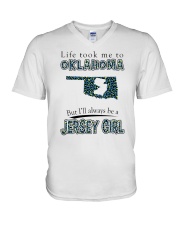 JERSEY GIRL LIFE TOOK TO OKLAHOMA V-Neck T-Shirt tile