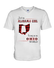 ALABAMA GIRL LIVING IN OHIO WORLD V-Neck T-Shirt thumbnail