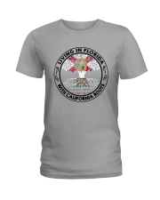 LIVING IN FLORIDA WITH CALIFORNIA ROOTS Ladies T-Shirt front