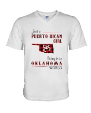 PUERTO RICAN GIRL LIVING IN OKLAHOMA WORLD V-Neck T-Shirt thumbnail