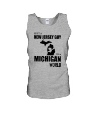 JUST A NEW JERSEY GUY IN A MICHIGAN WORLD Unisex Tank thumbnail