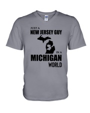 JUST A NEW JERSEY GUY IN A MICHIGAN WORLD V-Neck T-Shirt thumbnail