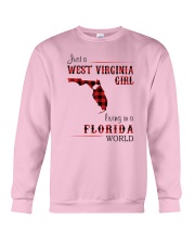WEST VIRGINIA GIRL LIVING IN FLORIDA WORLD Crewneck Sweatshirt thumbnail