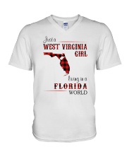 WEST VIRGINIA GIRL LIVING IN FLORIDA WORLD V-Neck T-Shirt thumbnail