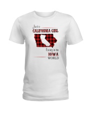 CALIFORNIA GIRL LIVING IN IOWA WORLD Ladies T-Shirt thumbnail