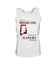 INDIANA GIRL LIVING IN ALABAMA WORLD Unisex Tank tile