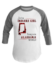 INDIANA GIRL LIVING IN ALABAMA WORLD Baseball Tee tile