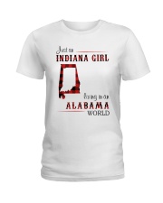 INDIANA GIRL LIVING IN ALABAMA WORLD Ladies T-Shirt tile