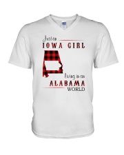 IOWA GIRL LIVING IN ALABAMA WORLD V-Neck T-Shirt thumbnail