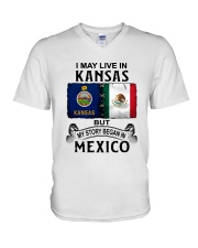 LIVE IN KANSAS BEGAN IN MEXICO V-Neck T-Shirt thumbnail