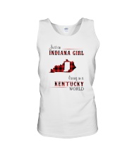 INDIANA GIRL LIVING IN KENTUCKY WORLD Unisex Tank tile