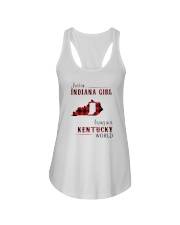 INDIANA GIRL LIVING IN KENTUCKY WORLD Ladies Flowy Tank tile