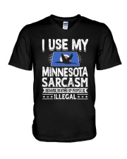 Minnesota I Use My Sarcasm V-Neck T-Shirt tile