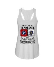 LIVE IN TENNESSEE BEGAN IN MASSACHUSETTS Ladies Flowy Tank tile