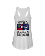 LIVE IN GEORGIA BEGAN IN MICHIGAN Ladies Flowy Tank tile