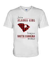 ALASKA GIRL LIVING IN SOUTH CAROLINA WORLD V-Neck T-Shirt tile