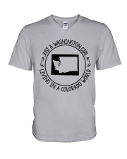 WASHINGTON GIRL LIVING IN COLORADO WORLD V-Neck T-Shirt thumbnail