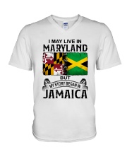 LIVE IN MARYLAND BEGAN IN JAMAICA V-Neck T-Shirt tile