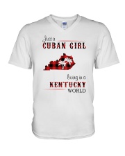 CUBAN GIRL LIVING IN KENTUCKY WORLD V-Neck T-Shirt tile