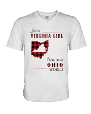 VIRGINIA GIRL LIVING IN OHIO WORLD V-Neck T-Shirt thumbnail
