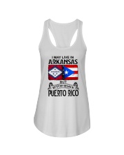 LIVE IN ARKANSAS BEGAN IN PUERTO RICO Ladies Flowy Tank tile
