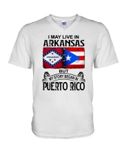 LIVE IN ARKANSAS BEGAN IN PUERTO RICO V-Neck T-Shirt tile