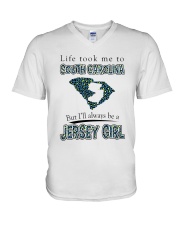 JERSEY GIRL LIFE TOOK TO SOUTH CAROLINA V-Neck T-Shirt tile