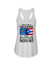 LIVE IN OKLAHOMA BEGAN IN PUERTO RICO Ladies Flowy Tank tile