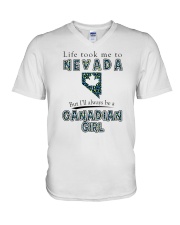 CANADIAN GIRL LIFE TOOK TO NEVADA V-Neck T-Shirt tile