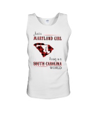 MARYLAND GIRL LIVING IN SOUTH CAROLINA WORLD Unisex Tank tile
