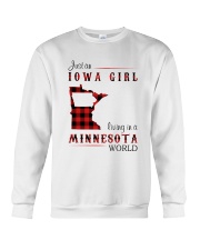 IOWA GIRL LIVING IN MINNESOTA WORLD Crewneck Sweatshirt thumbnail